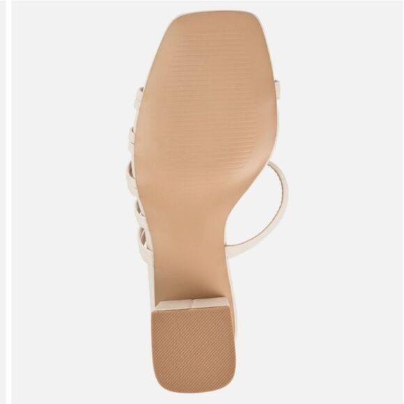 New Emory Journee Collection sleek slip-on style soft vegan leather ivory heel 7 - Picture 7 of 9